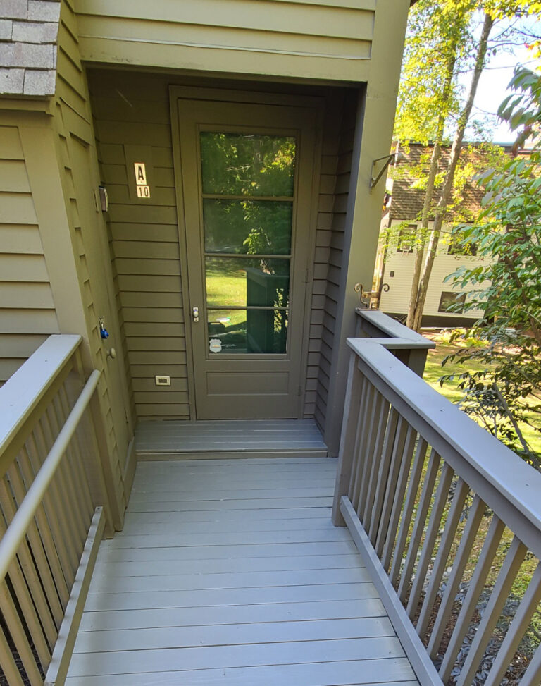 back door walkway with railings