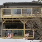finished deck in winter with skis