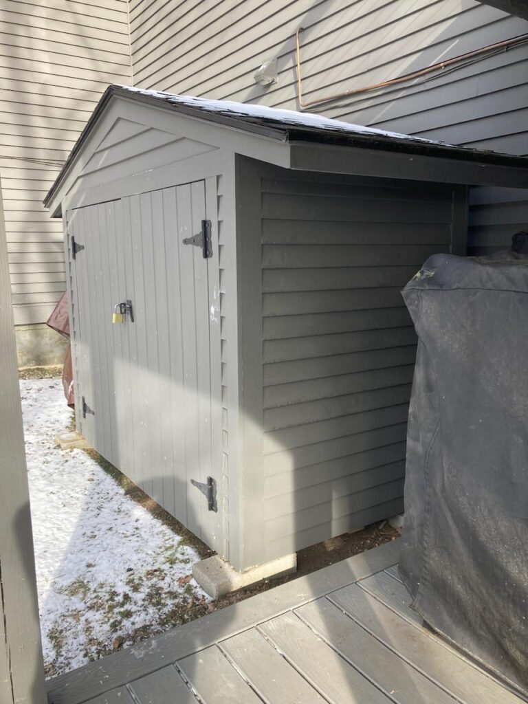 showing storage shed construction
